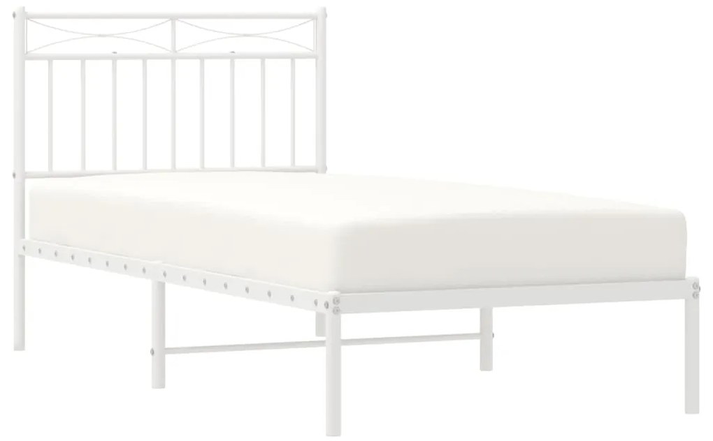 Estrutura de cama com cabeceira 90x200 cm metal branco