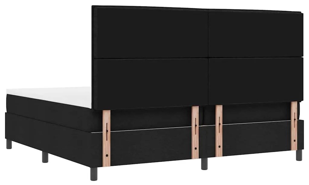Cama Box com Colchão e LED Preta 200x200 cm em Tecido