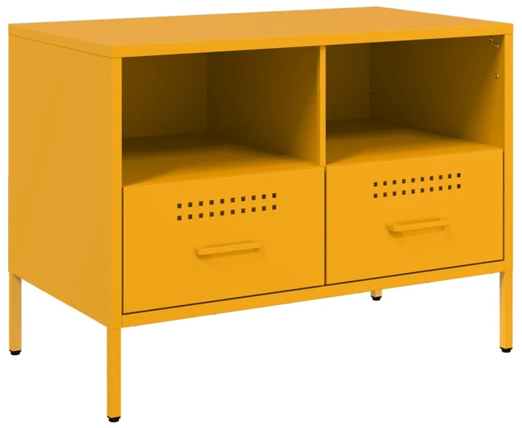 Móveis de TV 2 pcs 68x39x50,5 cm aço laminado amarelo mostarda