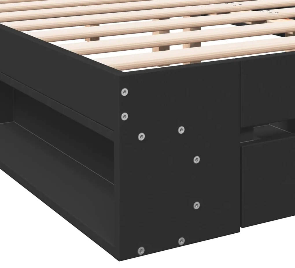Estrutura de cama c/ gavetas 150x200 cm derivados madeira preto