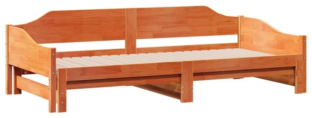 Sofá-cama com gavetão sem colchões 90x190 cm castanho-mel