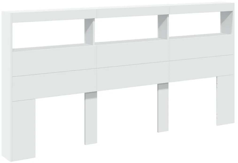 Armário de cabeceira com luzes LED 200x17x102 cm branco