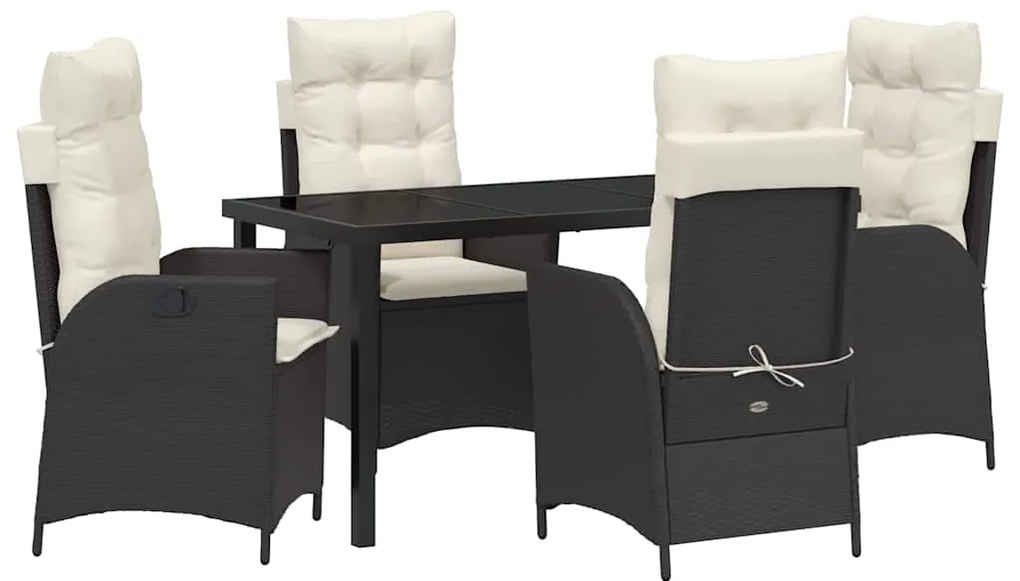 Conjunto de Jantar com 5 Peças para Jardim com Almofadas de Rattan Pol