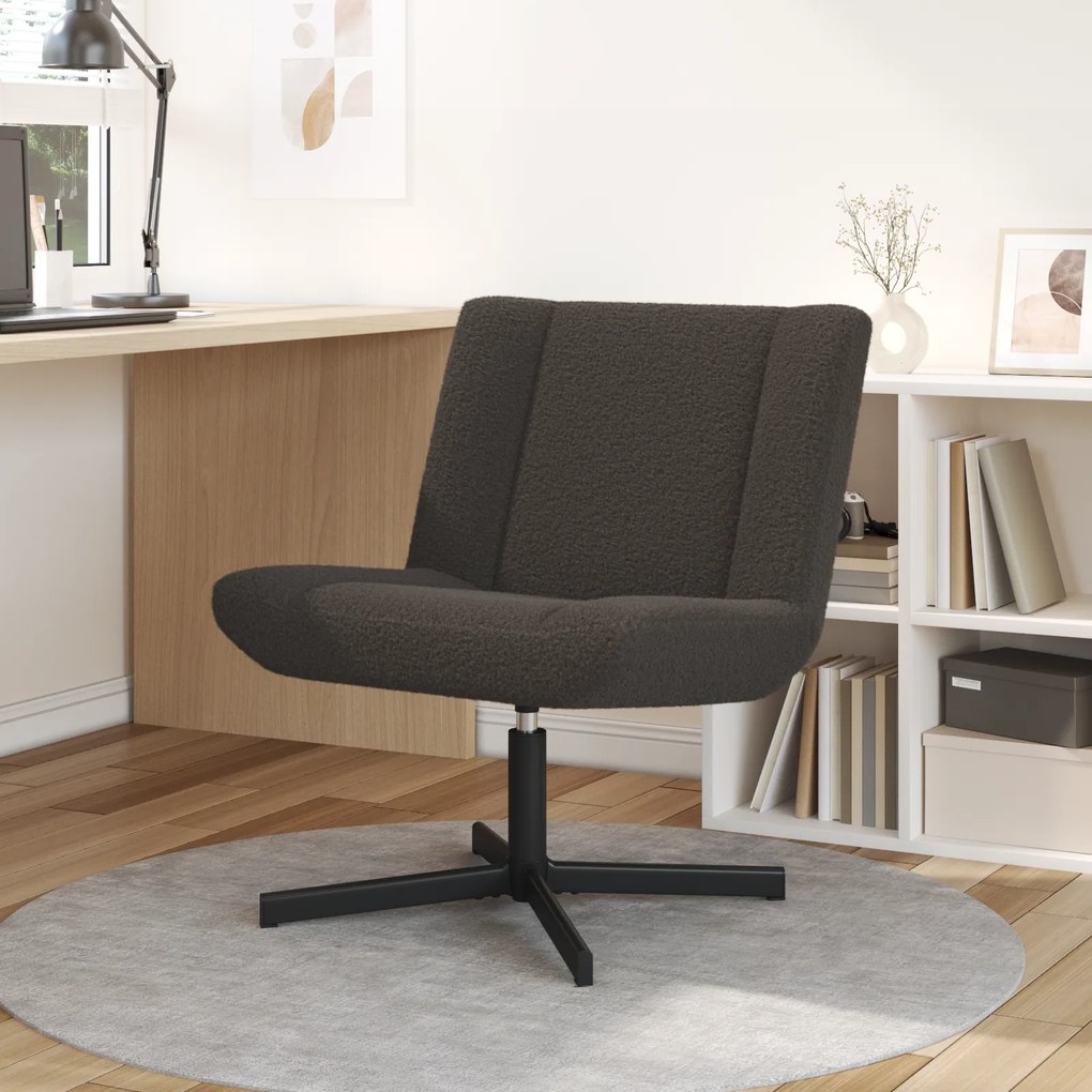 vidaXL Cadeira de Acento Cinza Escuro Tecido com Base de Metal Médio