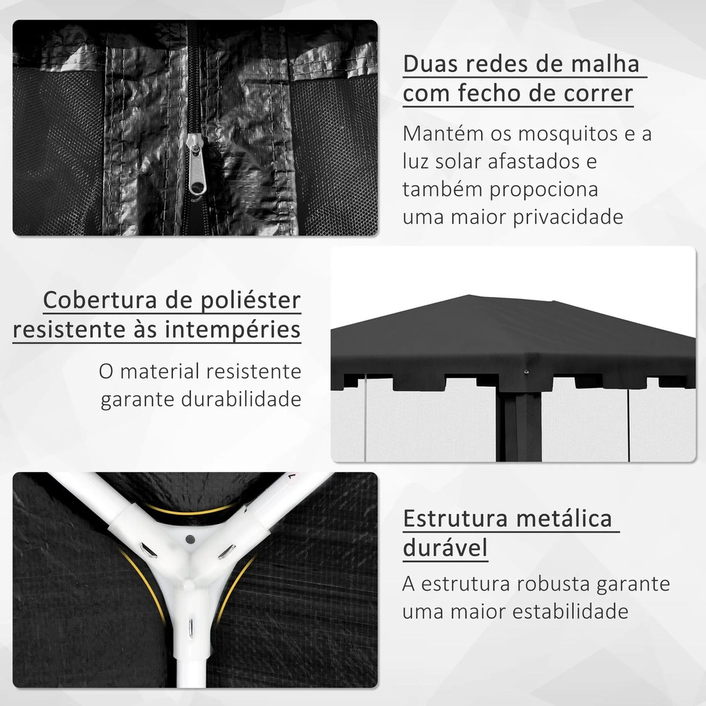 Outsunny Tenda de Jardim 4x3 m Tenda Dobrável de Exterior com 4 Mosque