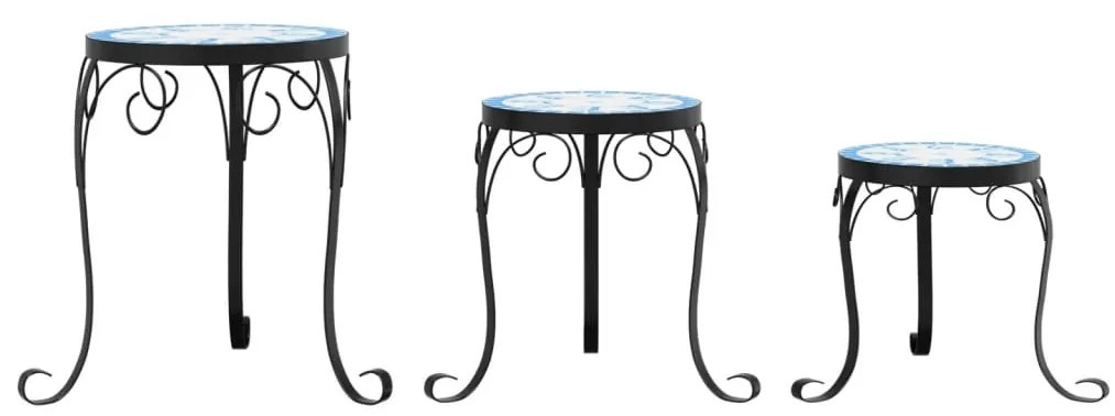 Suportes de plantas 3 pcs cerâmica azul e branco