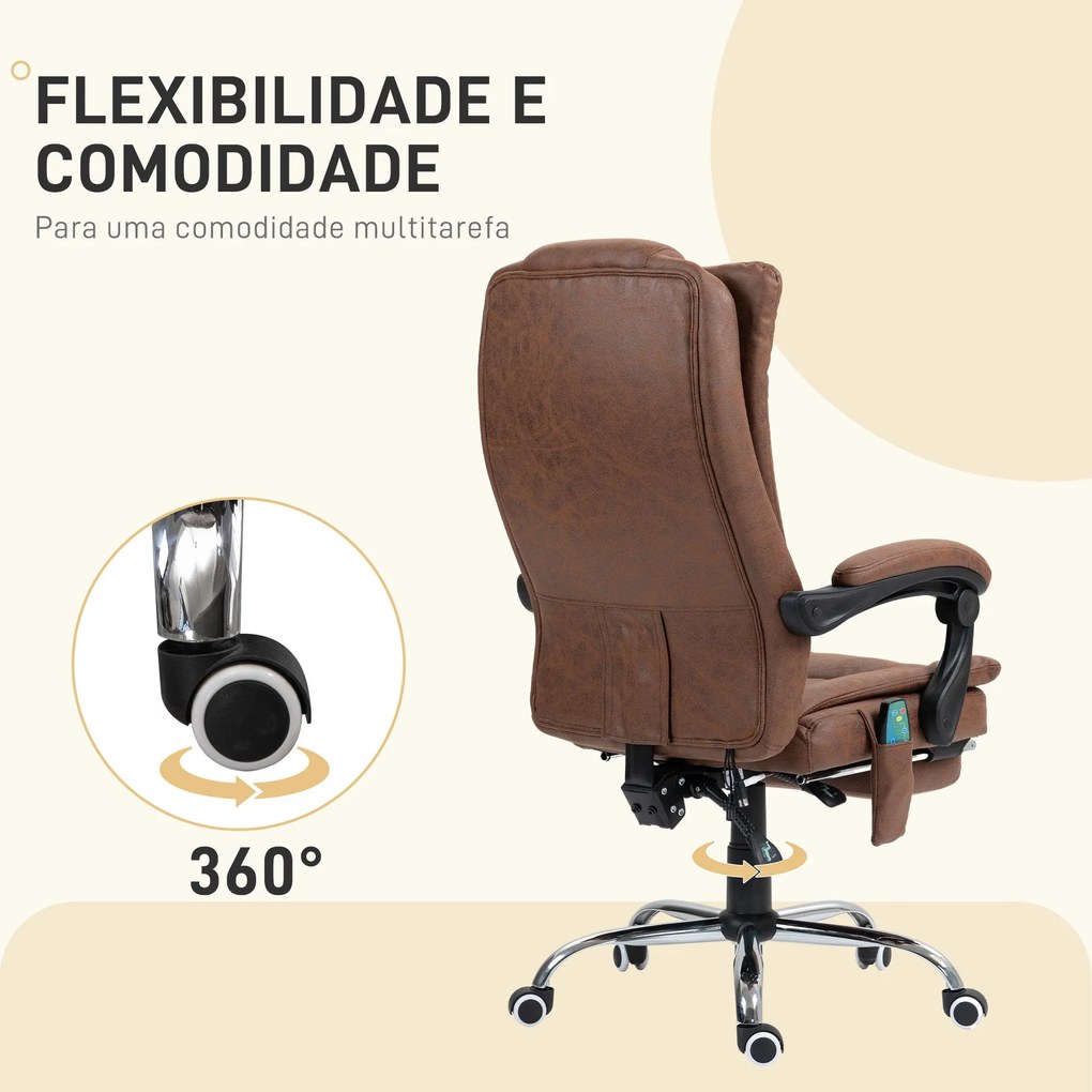 Vinsetto Cadeira de Massagem com 6 Pontos de Massagem Cadeira Giratóri