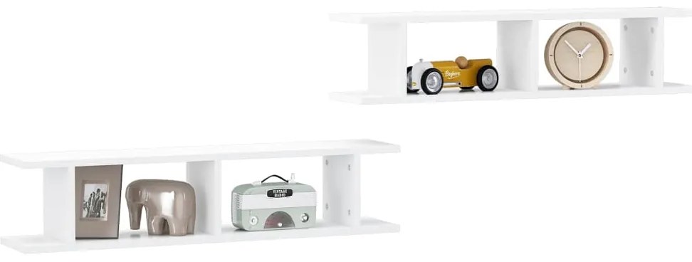 Estantes de parede 2 pcs 90x18x20 cm contraplacado branco