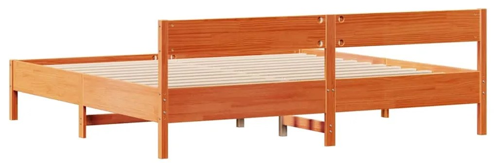 Cama sem colchão 160x200 cm madeira pinho maciço castanho-mel