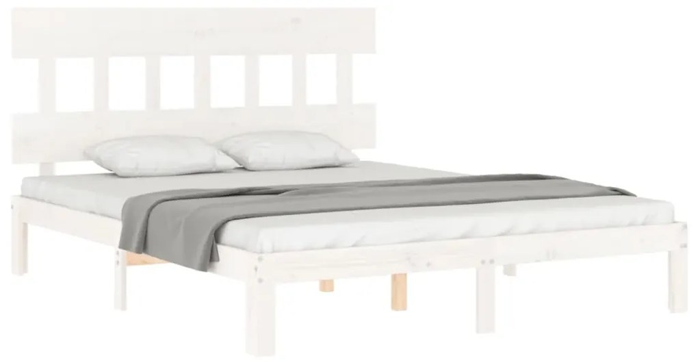 Estrutura de cama King Size com cabeceira madeira maciça branco