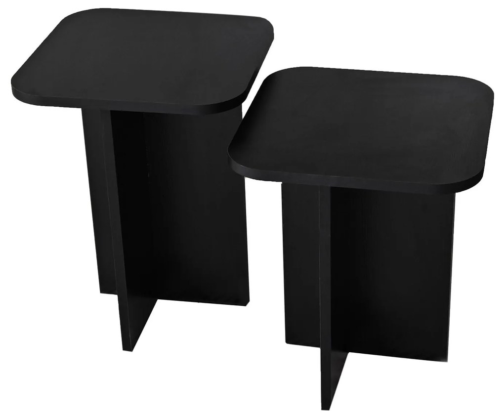 Conjunto de Mesas de Apoio Blues – Preto – 40x50x40 cm & 40x55x40 cm