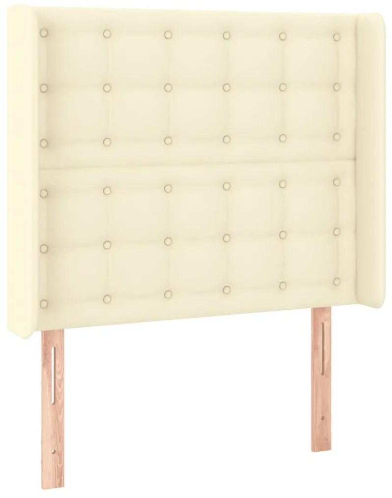 Cabeceira de cama c/ LED 93x16x118/128cm couro artificial crème
