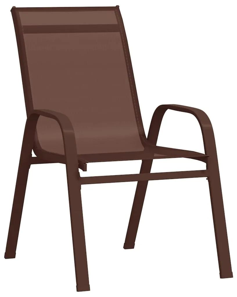 Cadeiras de jardim empilháveis 2 pcs textilene castanho