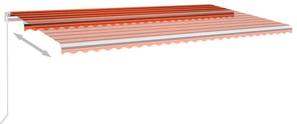 Toldo autom. c/ LED e sensor de vento 6x3,5 m laranja/castanho