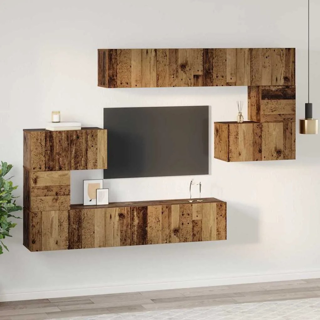 Conjunto de móvel de TV 8 pcs Madeira antiga 80 x 30 x 30 cm