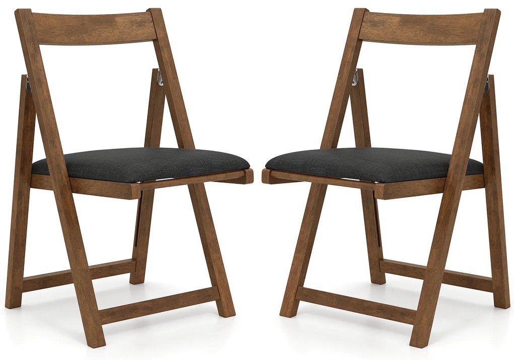 Conjunto de 2 cadeiras dobráveis para sala de jantar, cadeiras de cozinha com encosto curvo, cadeira acolchoada, capacidade de carga de 150 kg