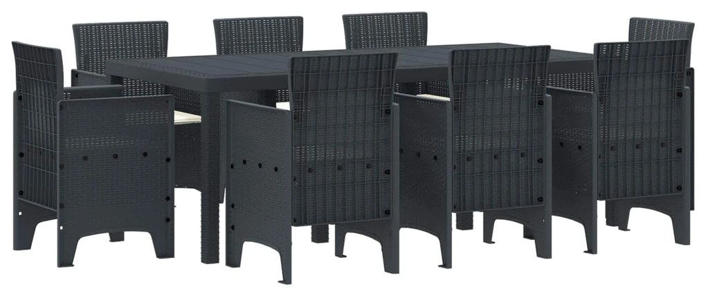 vidaXL Conjunto de Jantar para Jardim 9 pcs Antracite Polipropileno