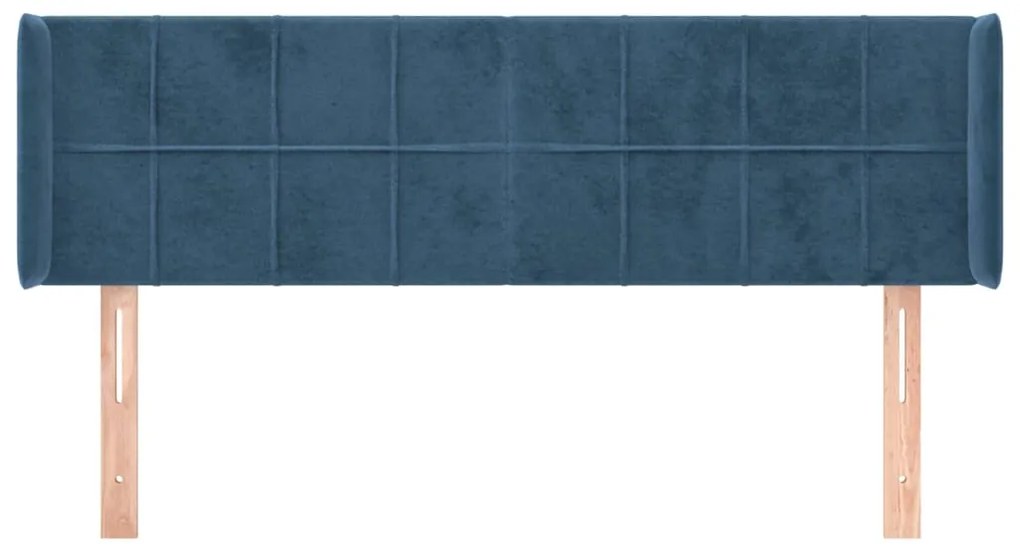 Cabeceira de cama c/ abas tecido 147x16x78/88cm azul-escuro