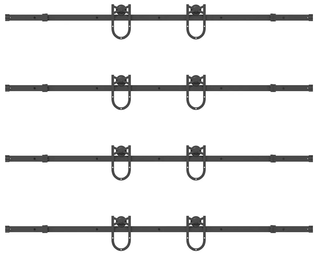 Kit de ferragens para porta deslizante 400 cm aço preto
