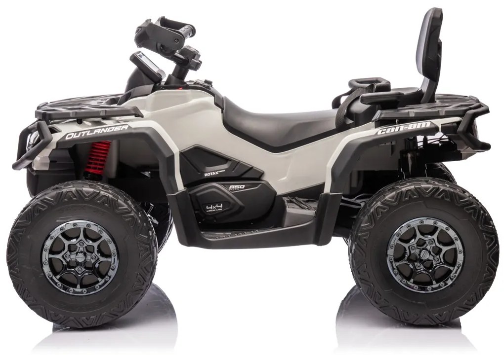 Moto 4 elétrica para crianças 3 a 7 anos 12V Can Am Outlander 4x4 com controlo remoto, rodas Espuma EVA, assento couro Carga até 50Kg Cinzenta