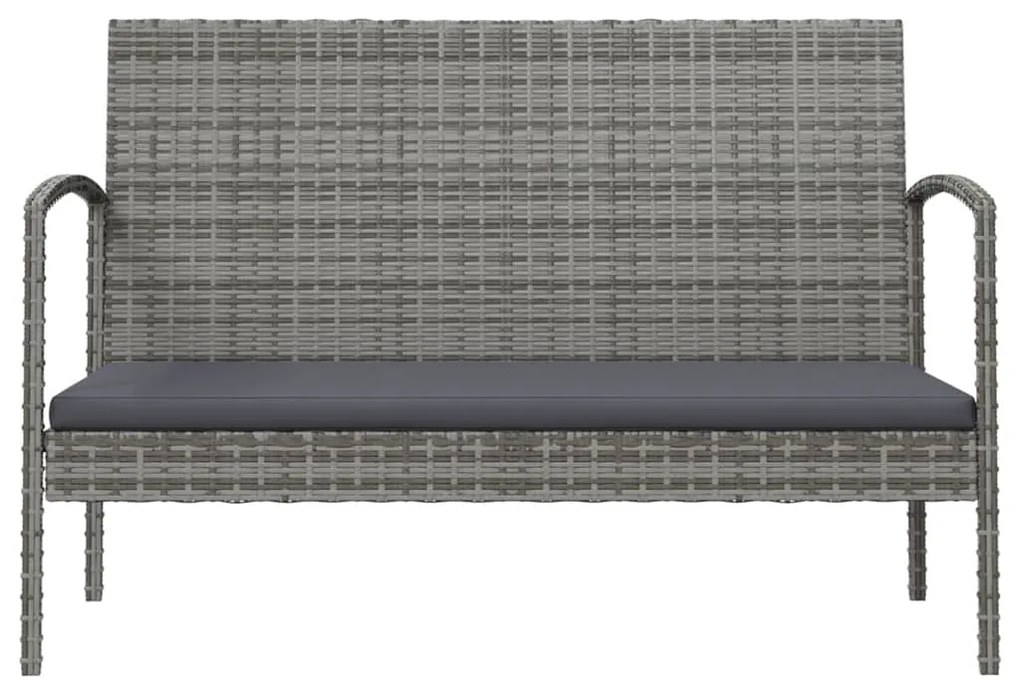 8 pcs conjunto lounge de jardim c/ almofadões vime PE cinzento