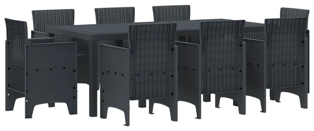 vidaXL Conjunto de Jantar para Jardim 9 pcs Antracite Polipropileno