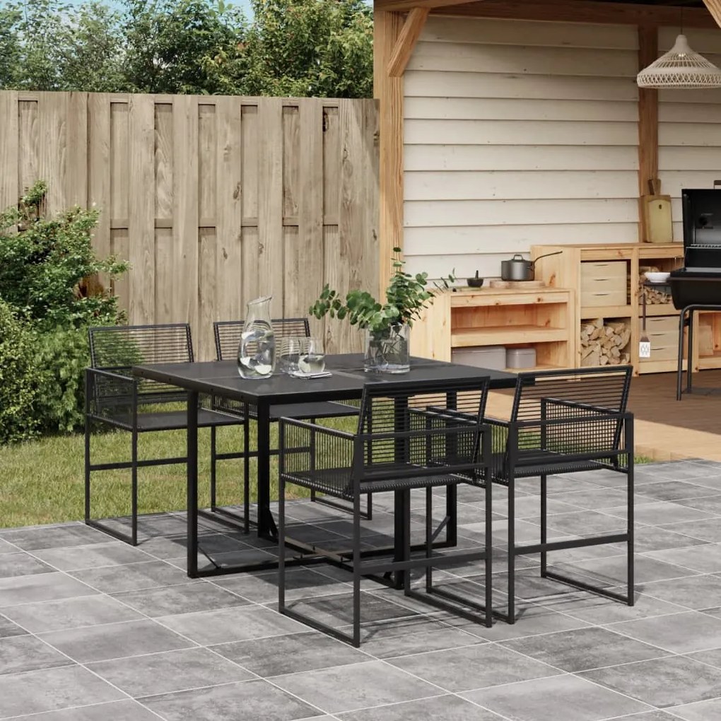 vidaXL 5 pcs conjunto de jantar p/ jardim vime PE preto