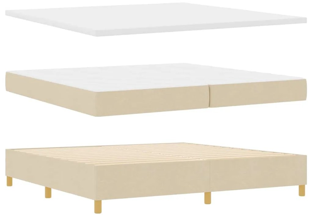 Cama Box Spring com Colchão Creme 200x200 cm Tecido