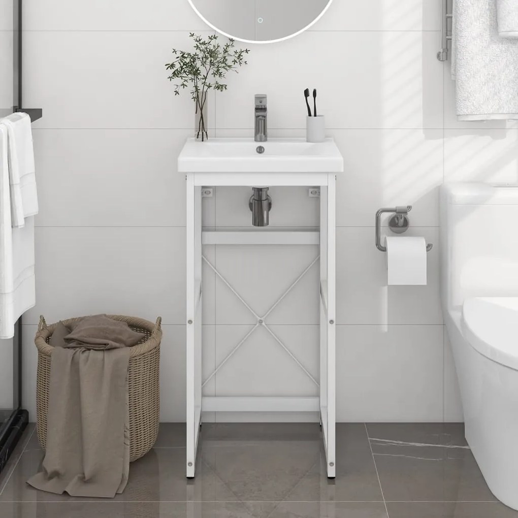 vidaXL Estrutura p/ lavatório casa de banho ferro 40x38x83 cm branco