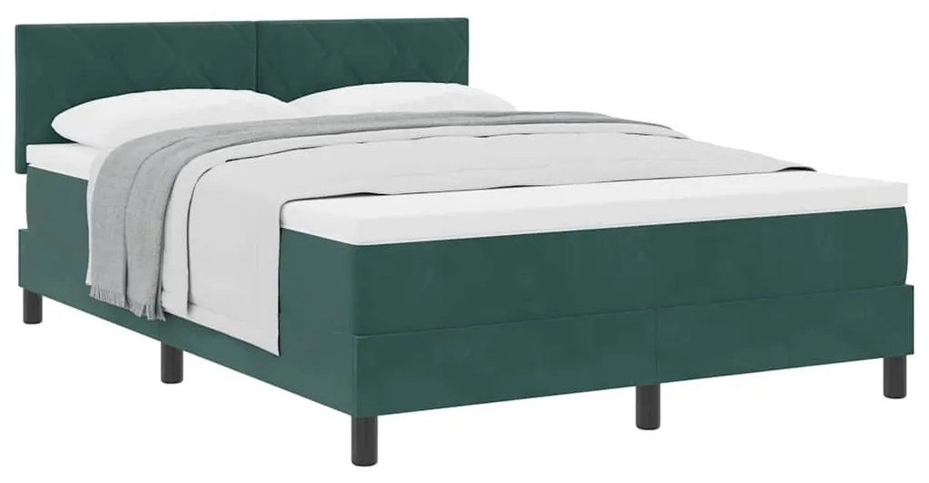 Cama Box Spring vidaXL com Colchão Verde Escuro 140x200 cm Veludo