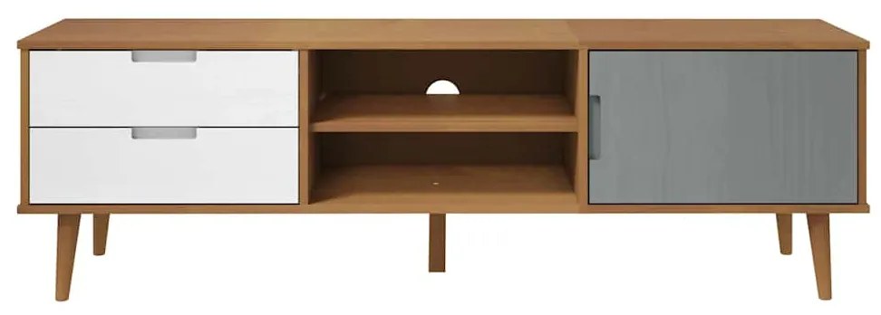 Móvel de TV MOLDE 158x40x49 cm pinho maciço castanho