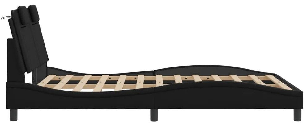 Estrutura de cama c/ cabeceira 120x200cm couro artificial preto