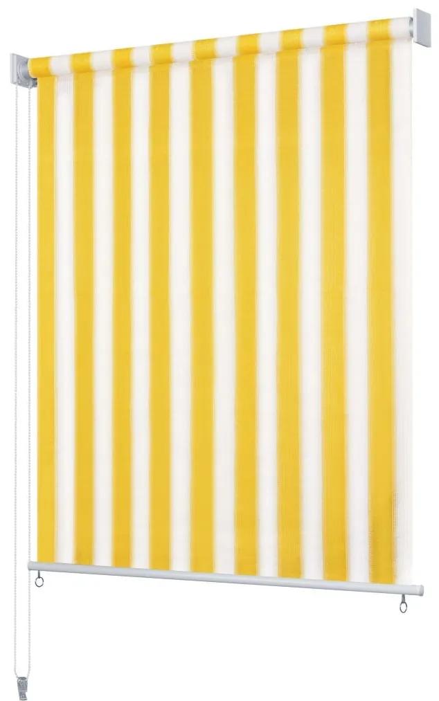 Estore de rolo para exterior 120x230 cm riscas amarelo/branco