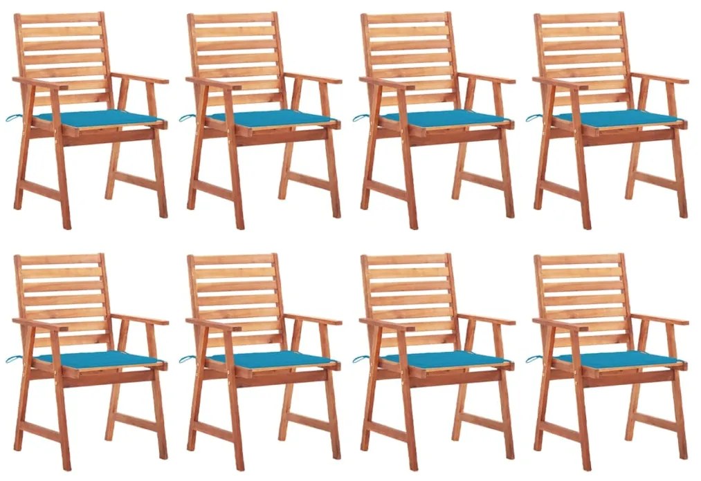 vidaXL Cadeiras de jantar p/ jardim 8 pcs c/ almofadões acácia maciça