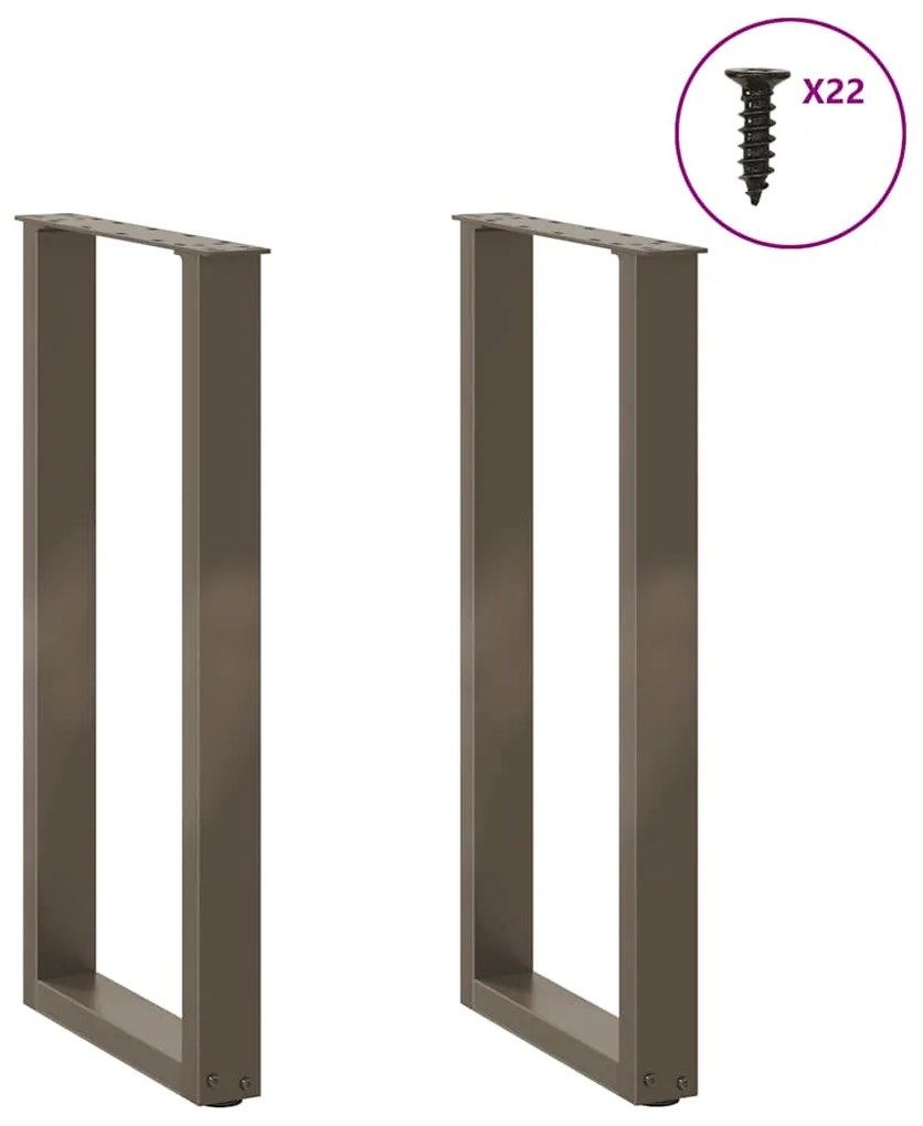 Pés de mesa de console em forma de U, 2 peças, aço natural, 38 x (72-7