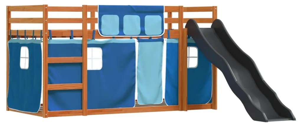 Beliche com escorrega e cortinas 90x190 cm azul