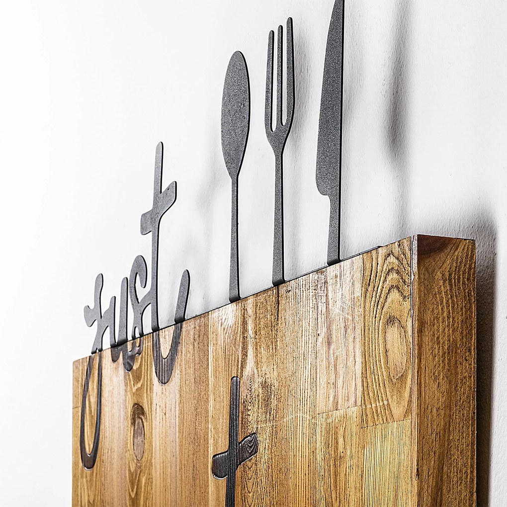 Acessório Decorativo de Parede Just Eat It – Nogueira/Preto – 58 x 3 x