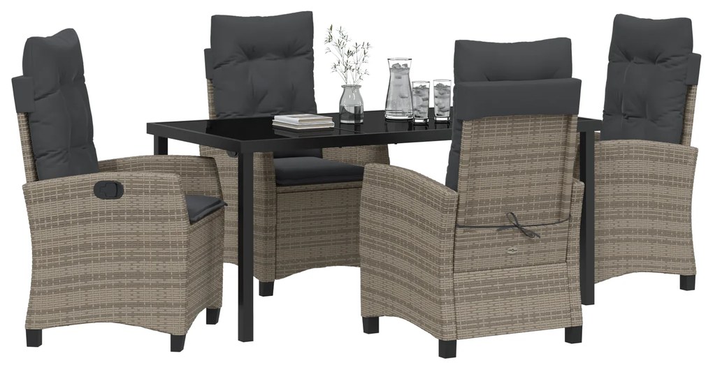 Conjunto de Jantar de Jardim com 5 Peças e Almofadas - Rattan Poliéste