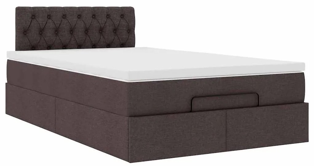 Estrutura de cama otomana com colchão 120x190cm castanho escuro