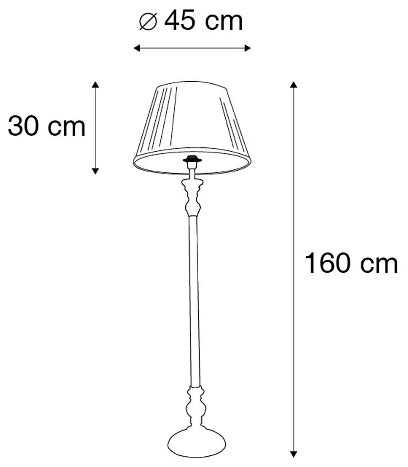 LED Candeeiro de pé inteligente Cinzento com Abaajur Plissado Branco incl. Wifi A60 - Classico Retro