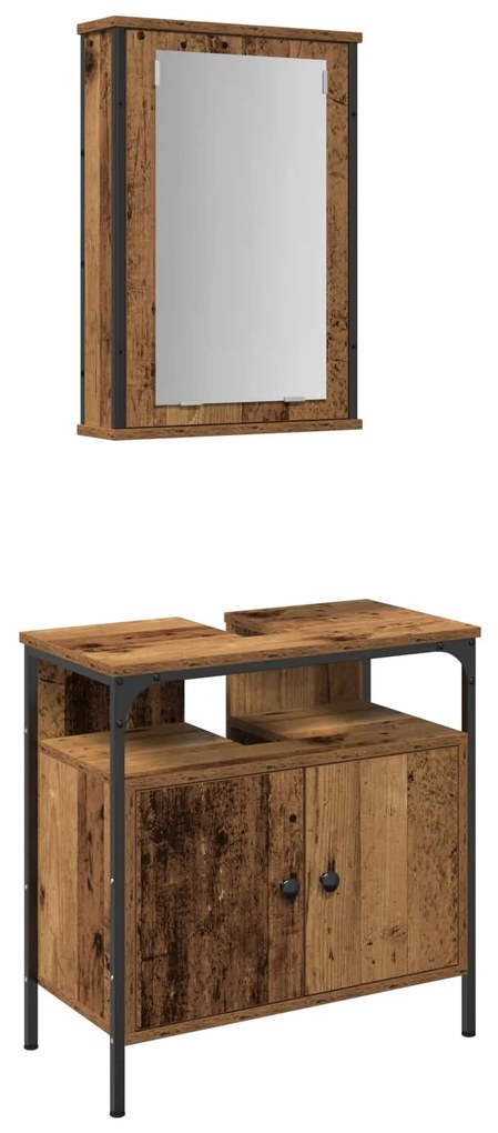 vidaXL Conjunto de Móveis para Banheiro com prateleira 2 pcs Castanho