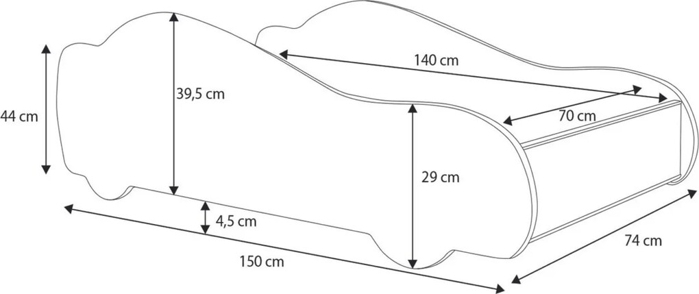 Cama Batcar 140x70 multicolorido - com colchão e estrado incluído