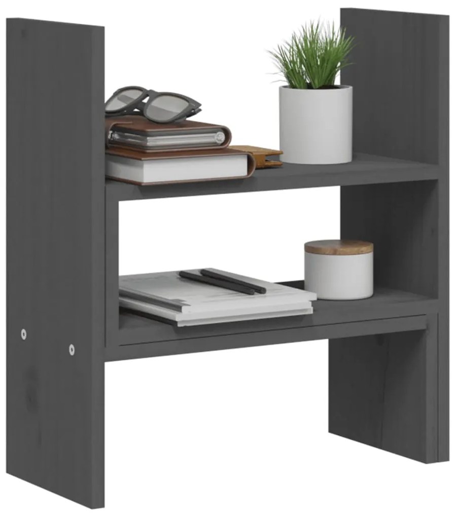 Suporte para monitor (39-72)x17x43 cm pinho maciço cinzento