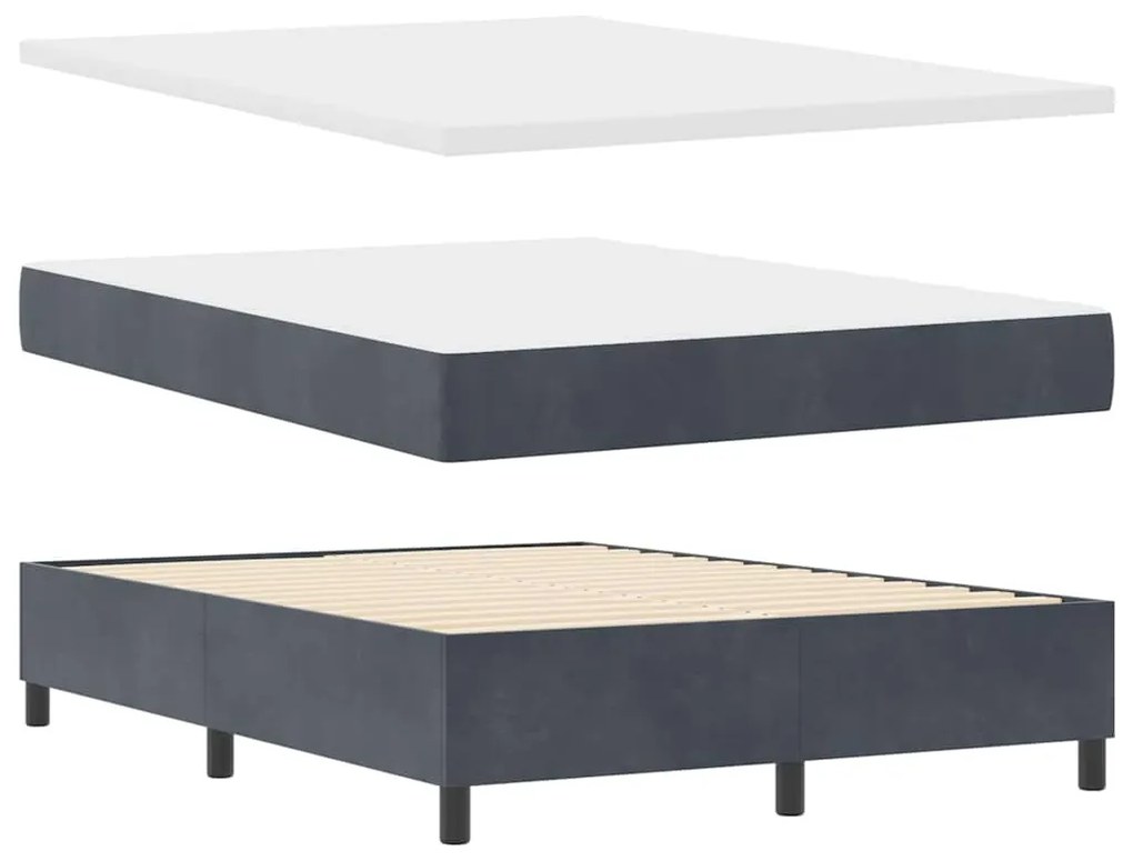 Cama Box Spring vidaXL com Colchão e LED Cinza Escuro 140x200 cm Velud