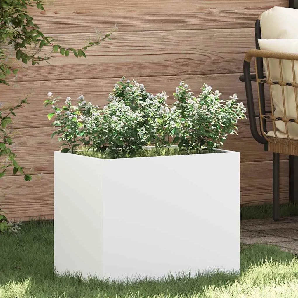 vidaXL Vaso de Jardim Branco 50 x 32 x 40 cm Aço laminado a frio
