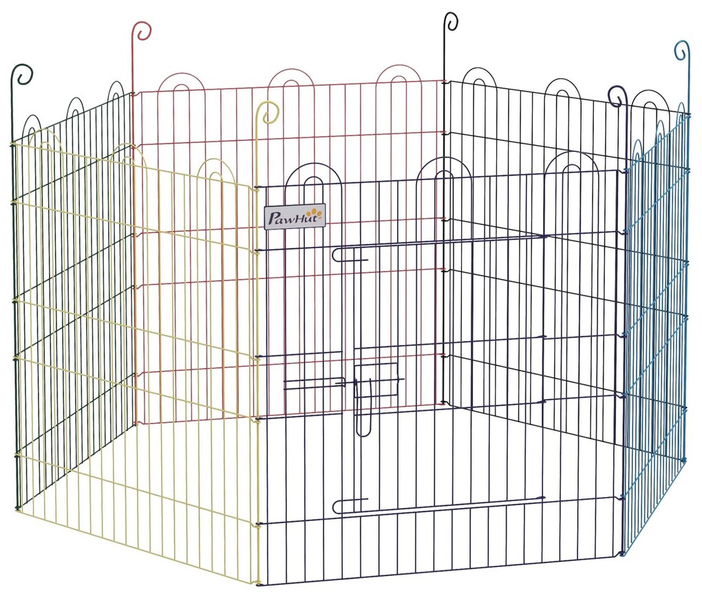 PawHut Parque para Animais de Estimação Parque para Cães Dobrável com 6 Painéis para Jardim Pátio Exterior Ø120x60 cm Multicor