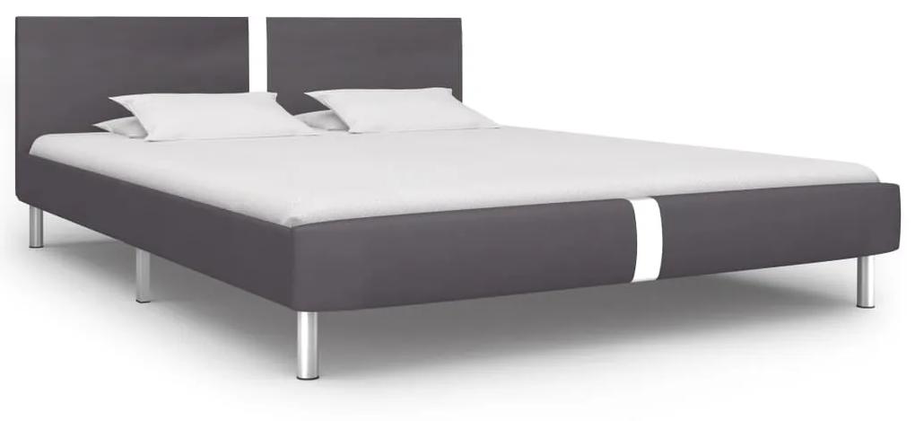280839 vidaXL Estrutura de cama 160x200 cm couro artificial cinzento