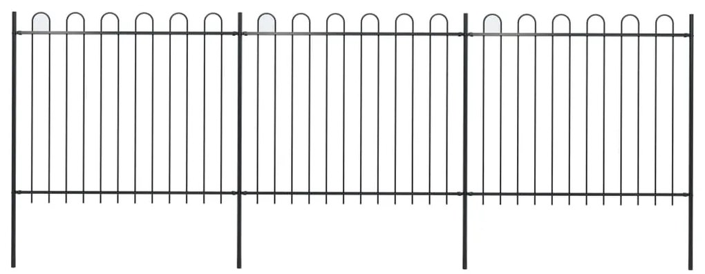 Cerca de jardim com topo em aros 5,1x1,5 m aço preto