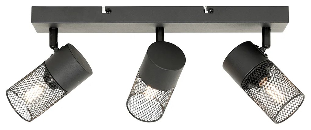 Candeeiro de teto industrial preto 3 luzes ajustável - Jim Industrial