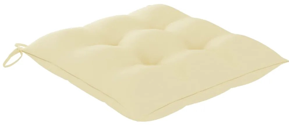 3 pcs conj. jantar dobrável exterior c/ almofadão teca maciça